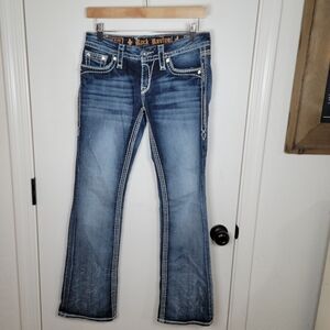 Rock Revival Donna Bootcut Low Rise Jeans Size 28 Distressed Denim